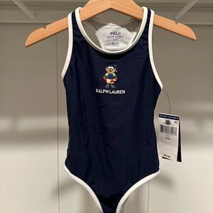 Polo by Ralph Lauren Blue and White One Piece Swimsuit